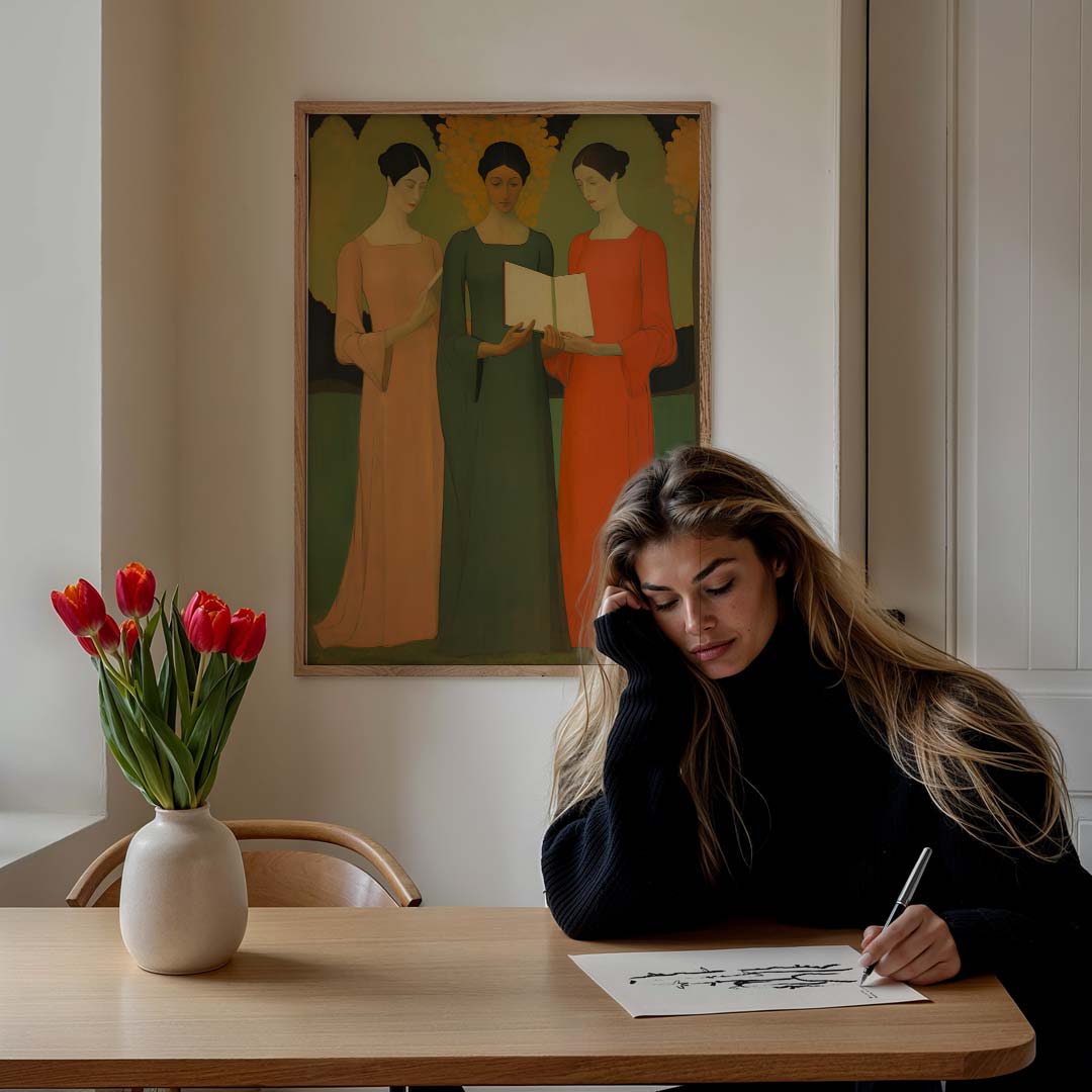 Elegante Vrouwen in de Natuur – staande vrouwelijke wanddecoratie van WallArtistic
