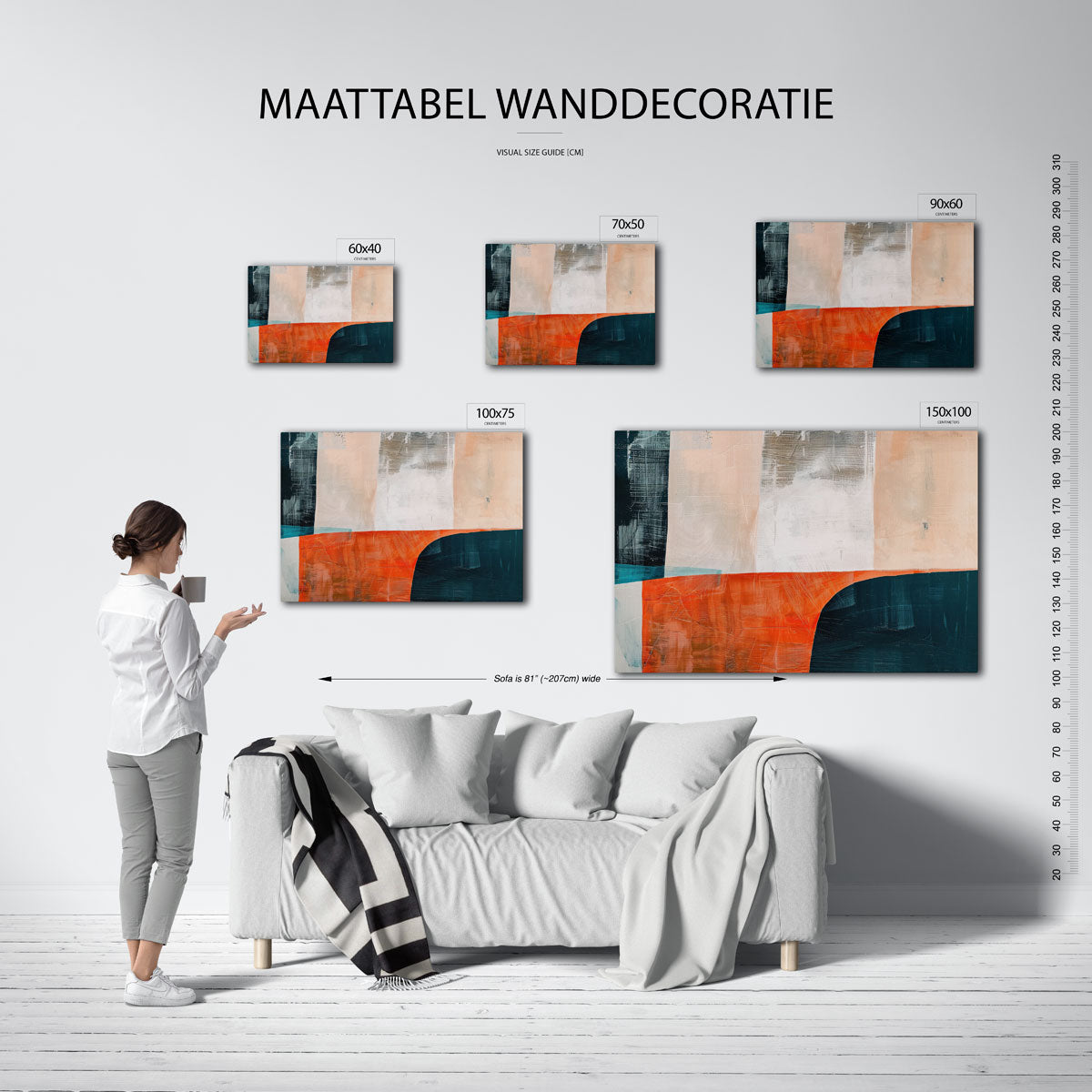 Geometrische kleurencompositie – Geometrische – moderne liggende wandkunst