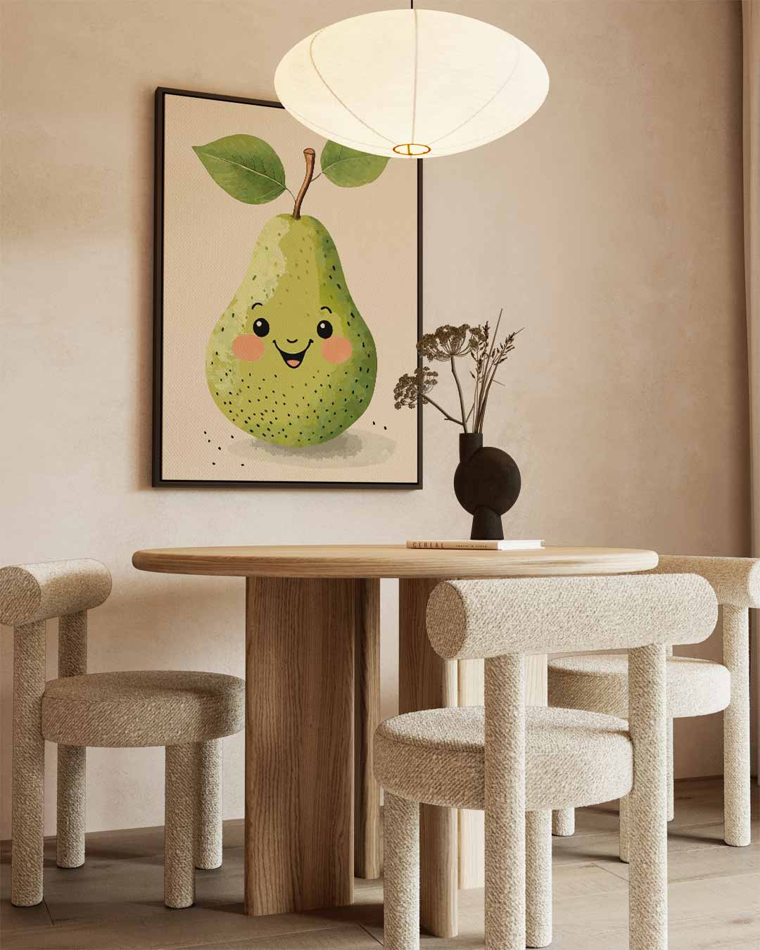 Vrolijke Peer Illustratie – staand kunstwerk voor modern interieur