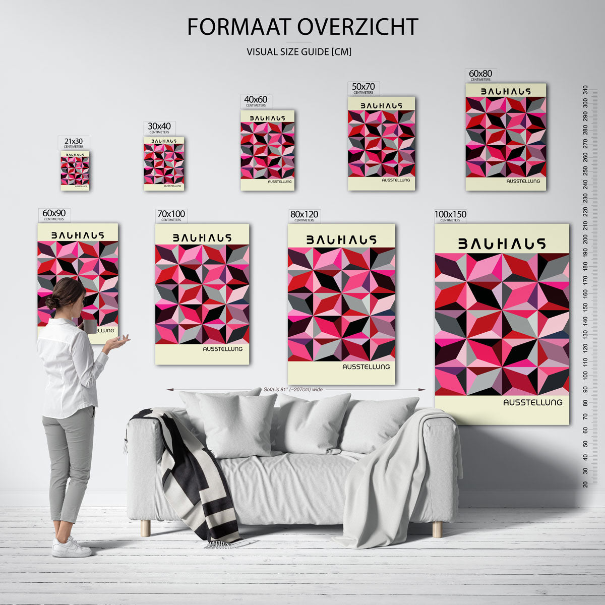 Vormritme en kleur – geometrische poster in Bauhaus-stijl van WallArtistic