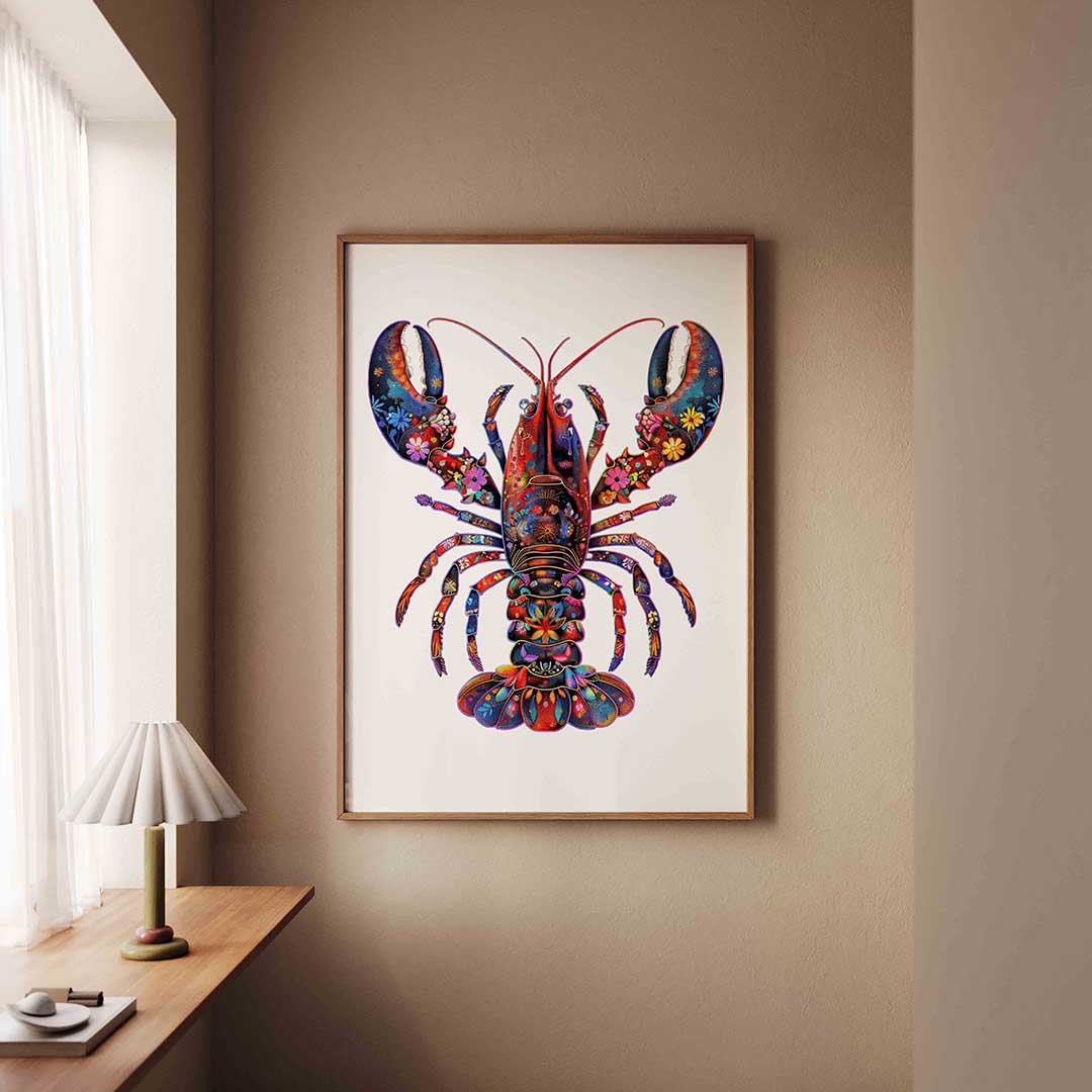 Kleurrijke kreeft – staande dieren wanddecoratie van WallArtistic
