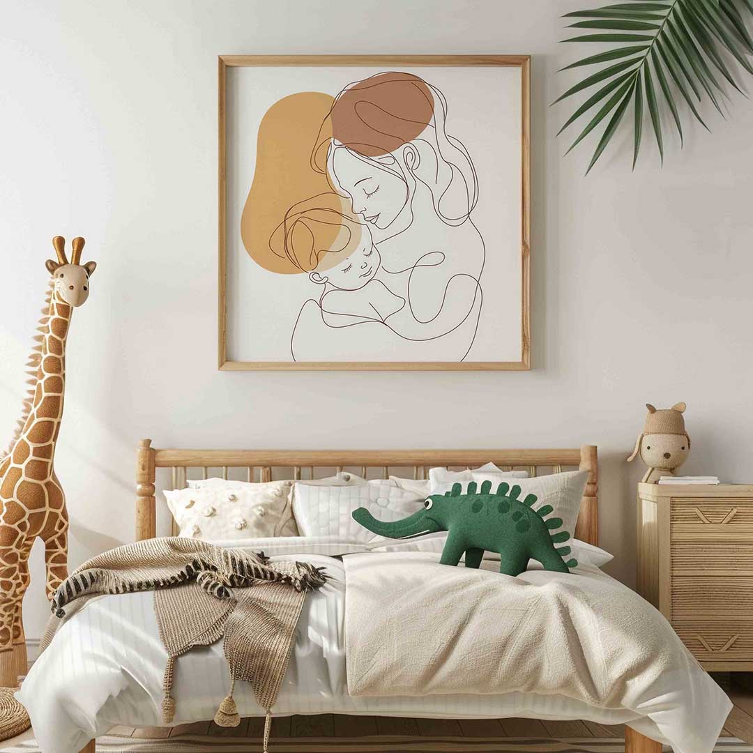 Moeder en kind – vierkante kinderkamer wanddecoratie van WallArtistic