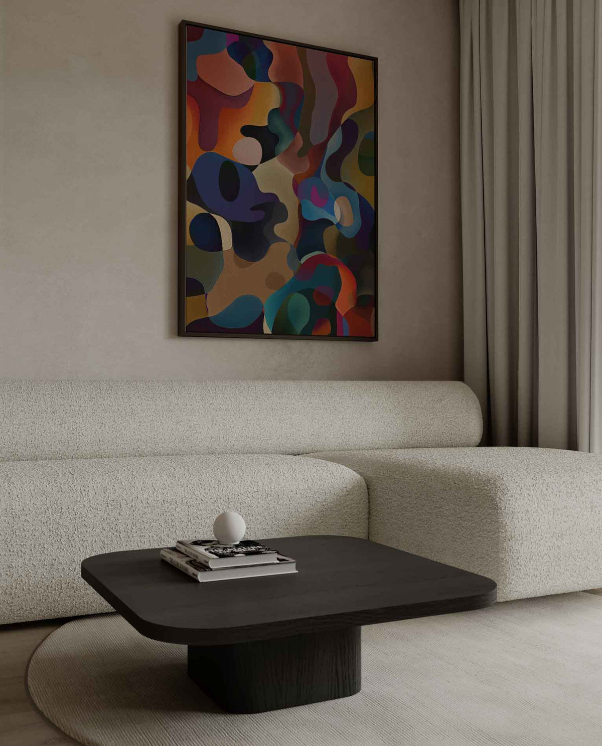 Kleurrijke Dans van Abstracte Vormen – canvas wanddecoratie in portret formaat