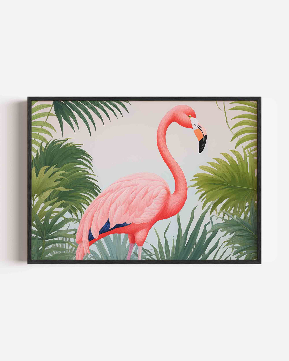 Flamingo en bladeren – jungle landscape poster als wanddecoratie