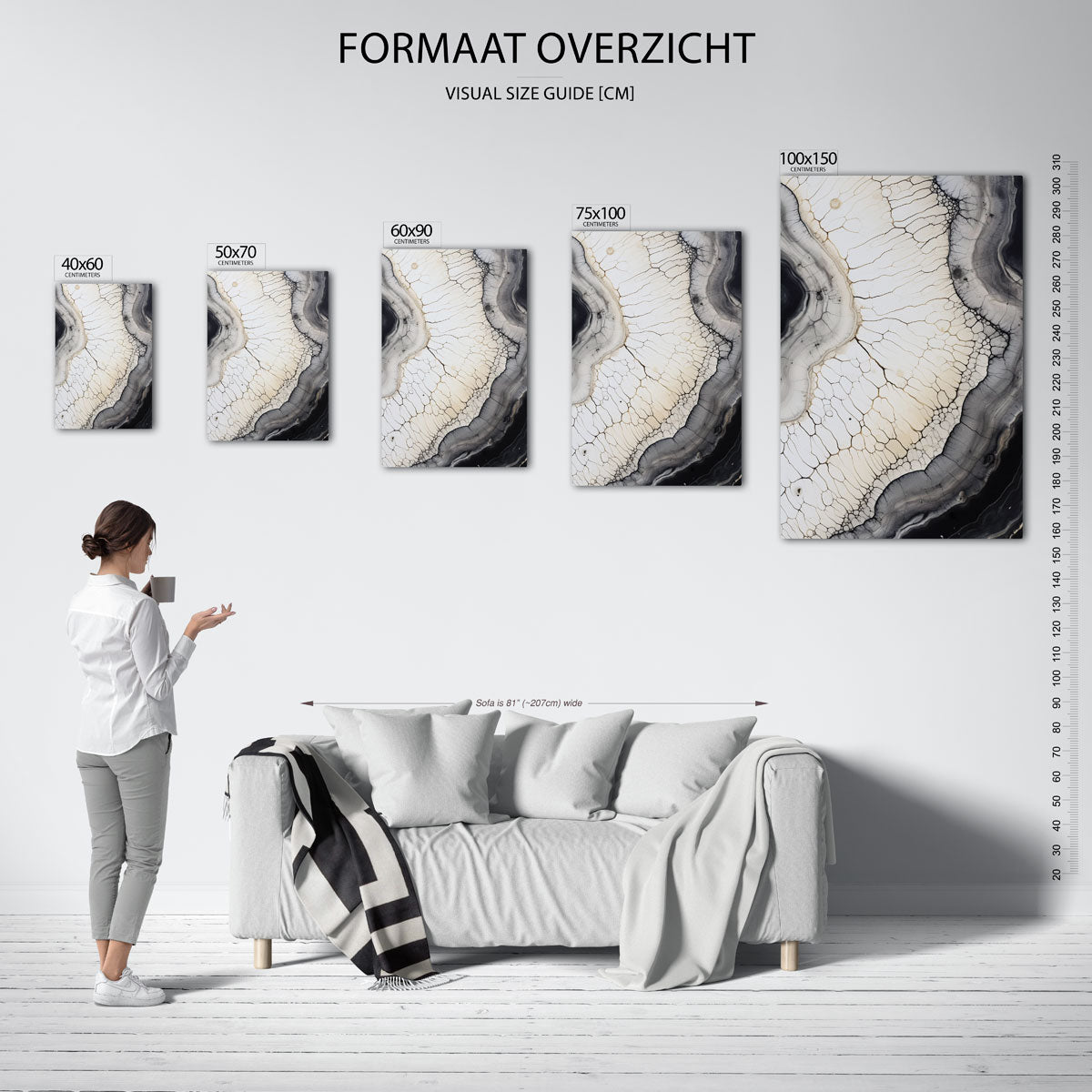 Organische lijnen – staand wanddecoratie kunstwerk