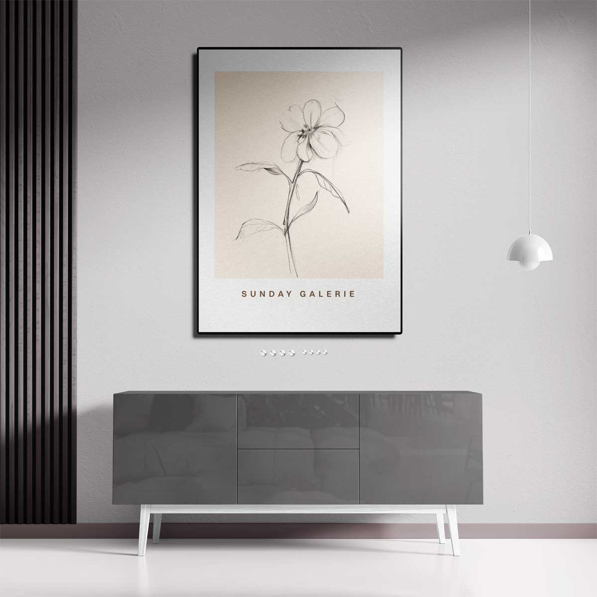 Potloodschets Bloem – dibond kunstwerk als wanddecoratie