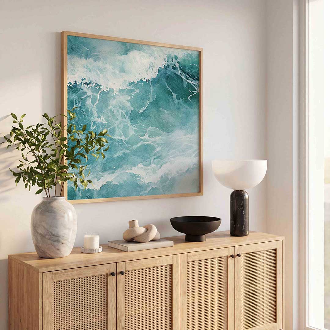 Golvende zee – vierkante jungle wanddecoratie van WallArtistic