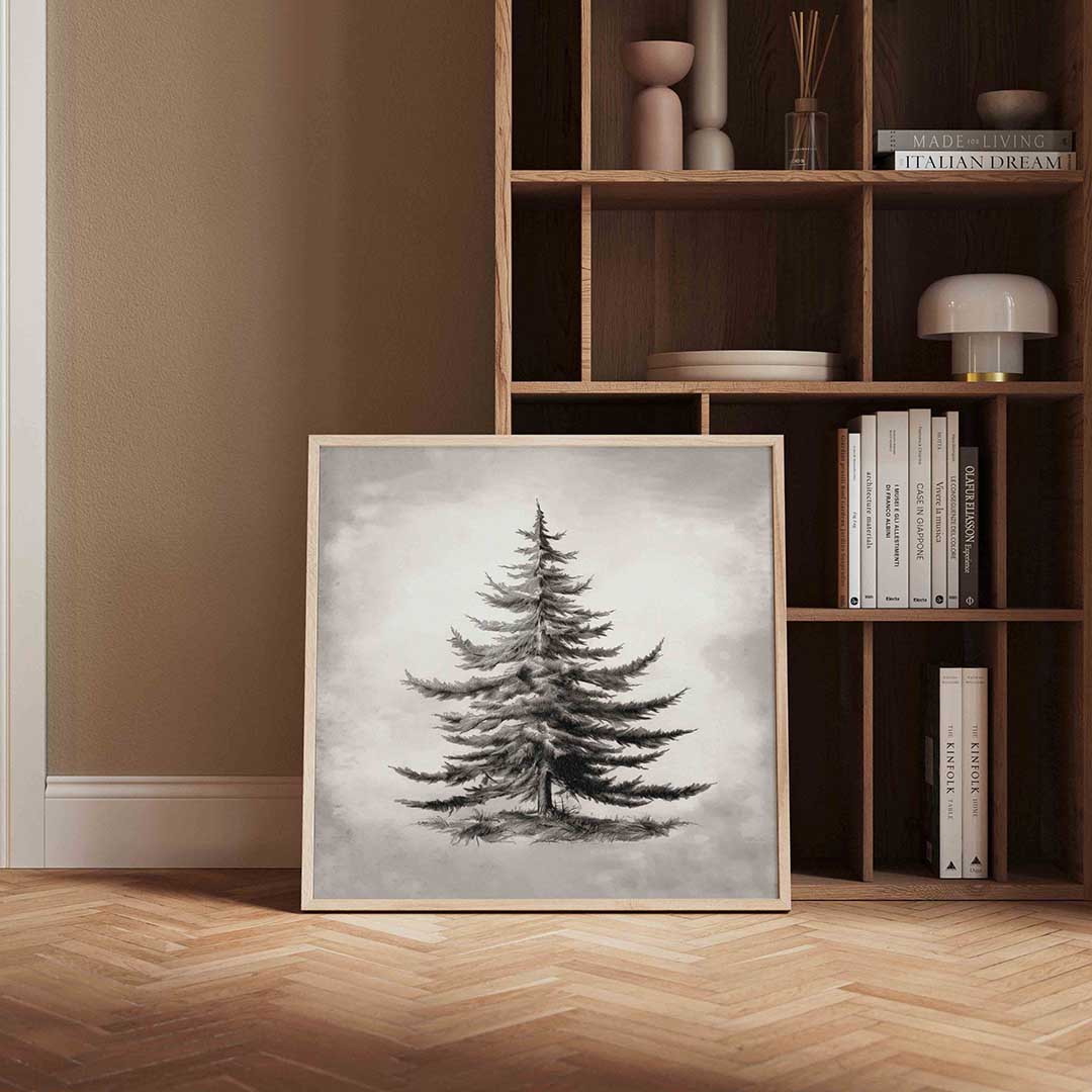 Dennenboom – kerstposter in vierkant formaat