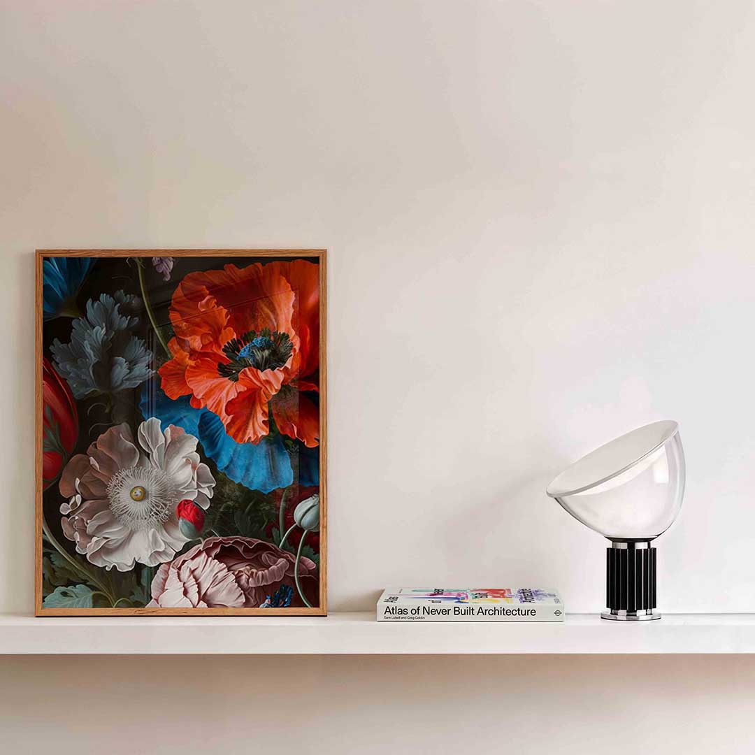 Bloemen in levendige kleuren – bloemen wandkunst als portret poster
