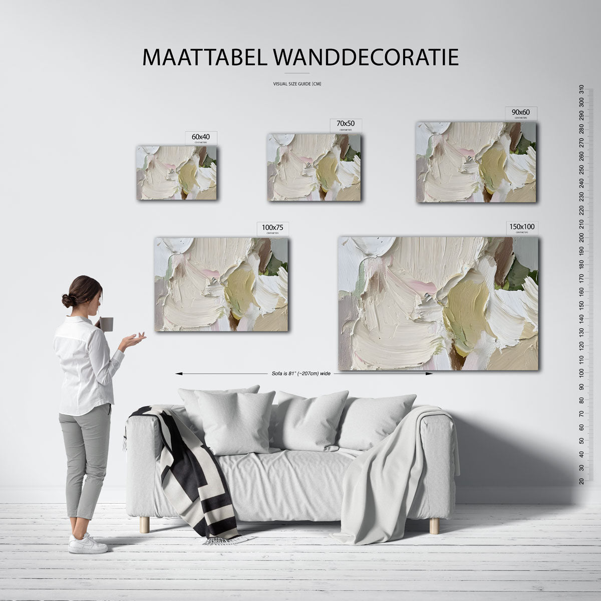 Organische kleurencompositie – Dynamisch – moderne liggende wandkunst