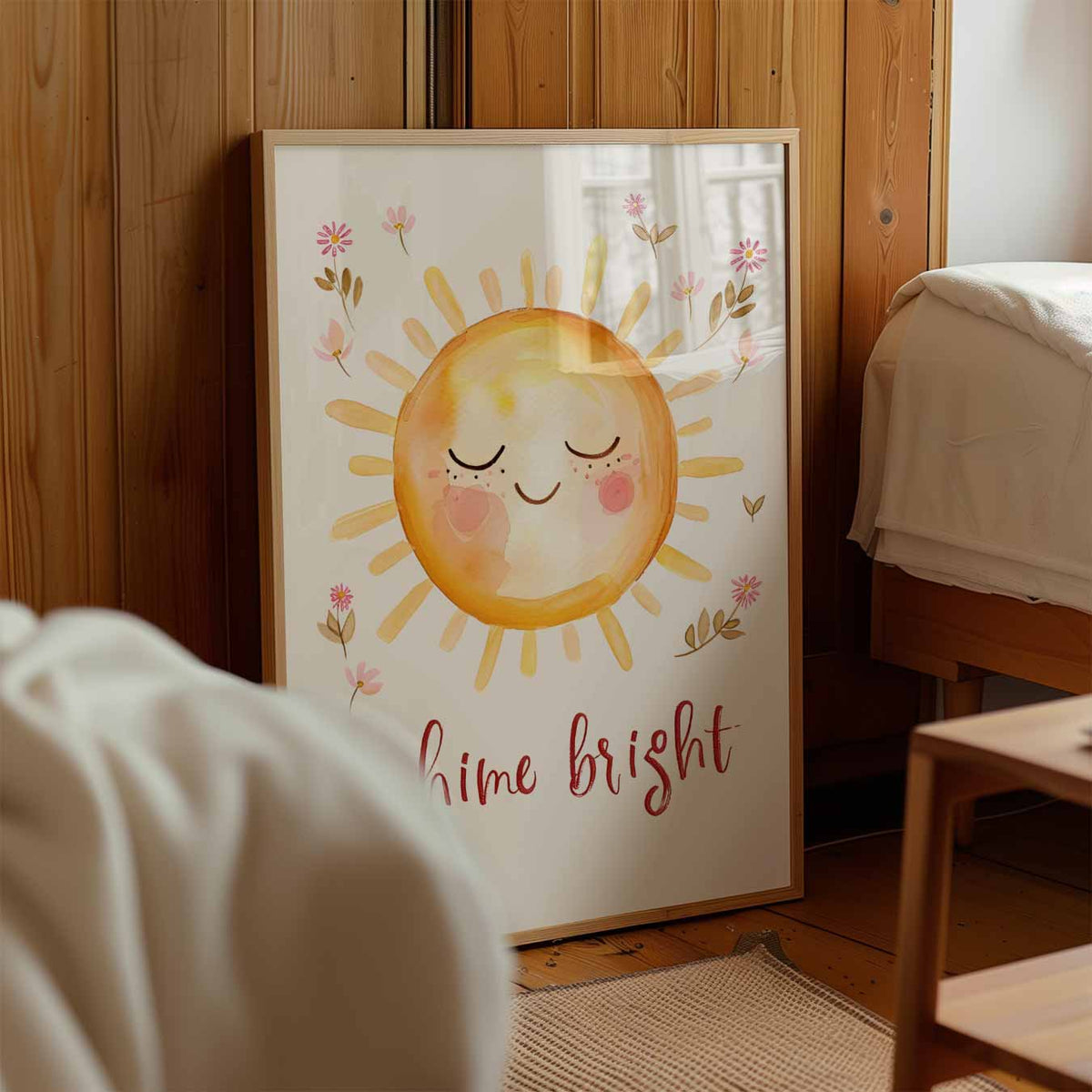 Stralende Zon Bloemenposter – staande muurposter voor de kinderkamer