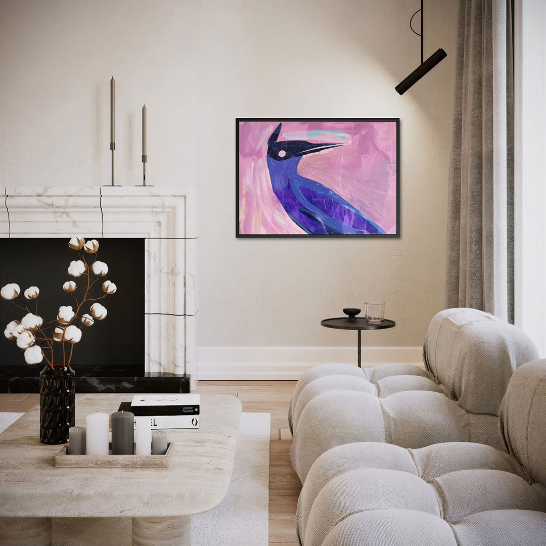 Vogelsilhouet in kleur – liggende wanddecoratie