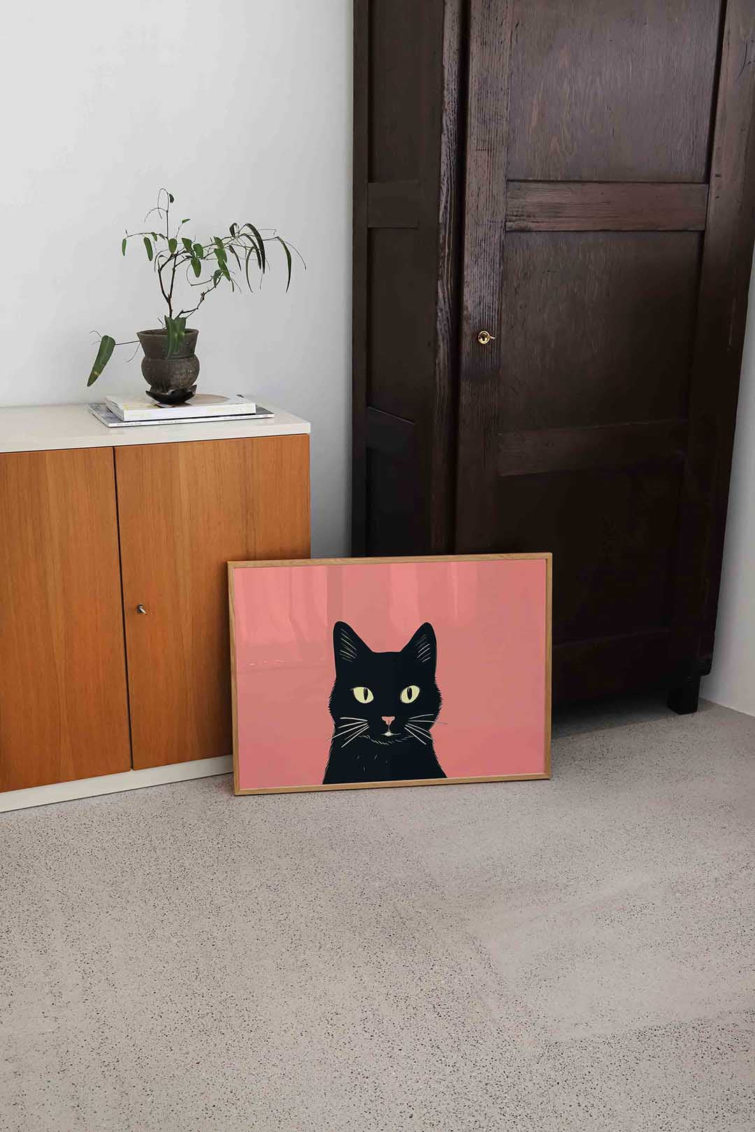 Zwarte kat – dierenillustratie als landscape poster