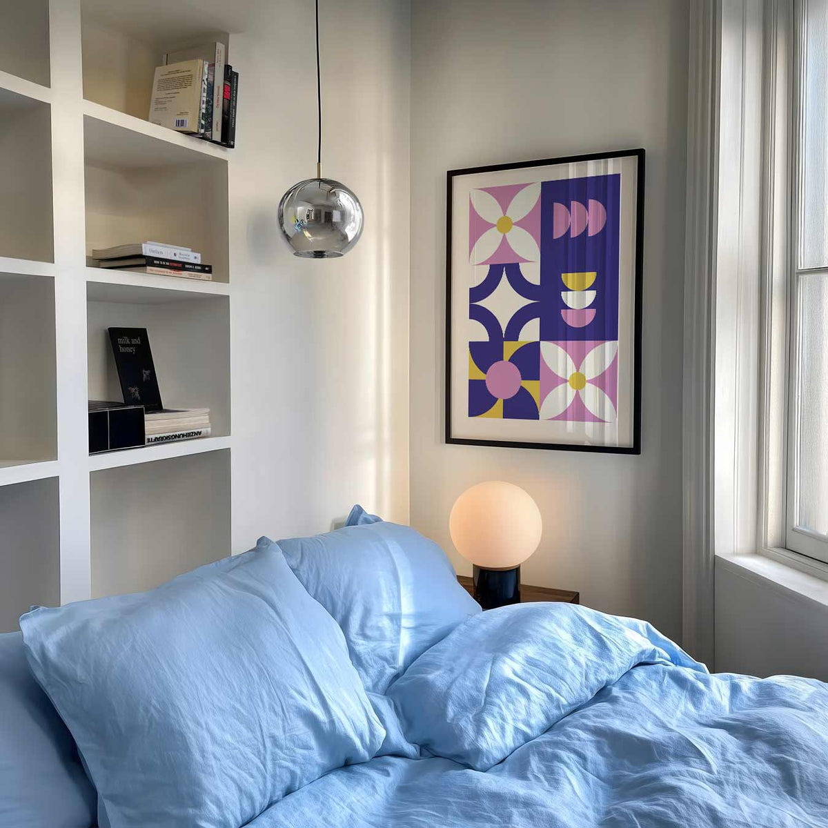 Moderne Retro Bloemenposter – abstracte poster als moderne staande wanddecoratie