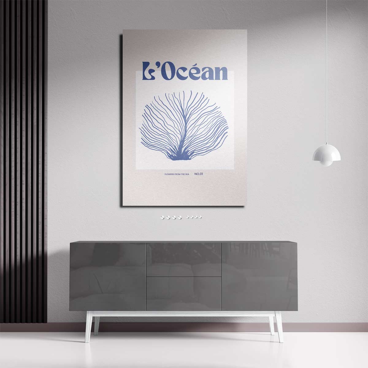 L'Océan: Bloemen uit de Zee – plexiglas kunstwerk als wanddecoratie