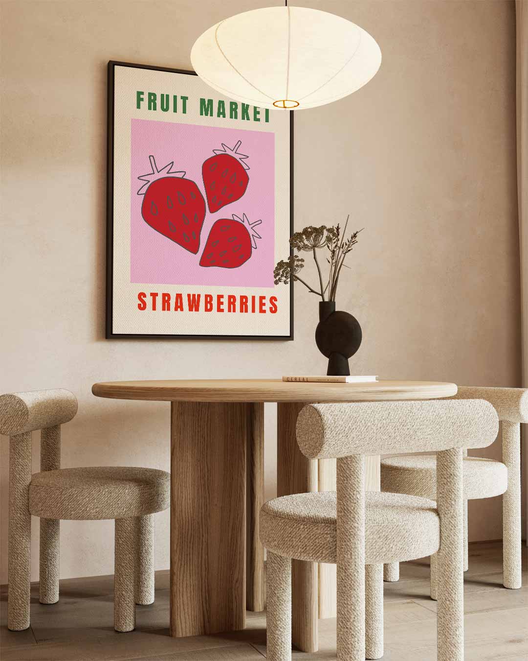 Aardbei Kunstposter – canvas wanddecoratie in portret formaat