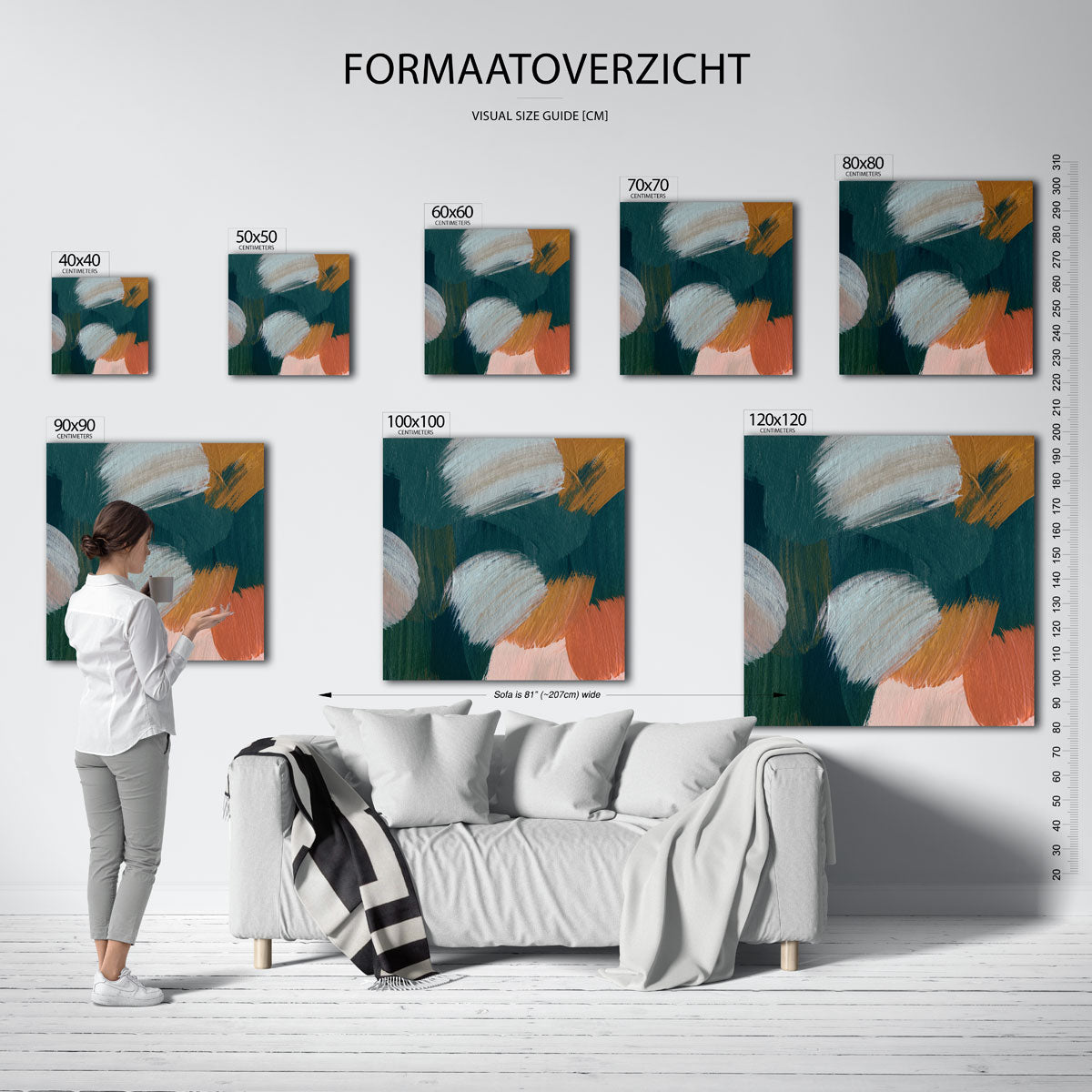 Abstracte penseelstreken – vierkante muurposter met artistieke uitstraling