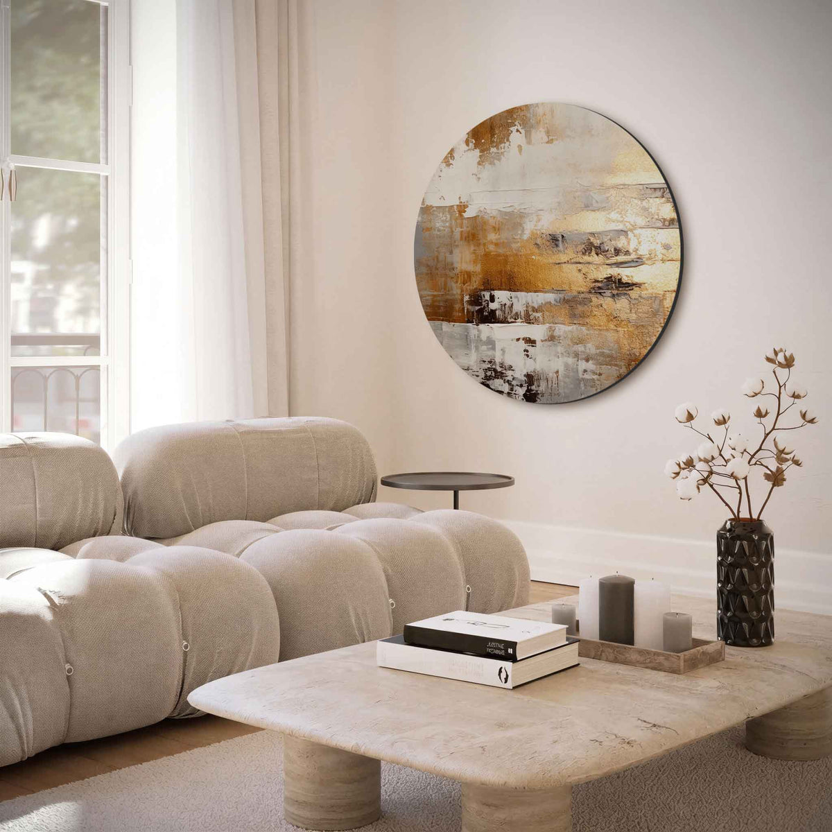Abstracte gouden – moderne abstracte muurcirkel voor aan de muur