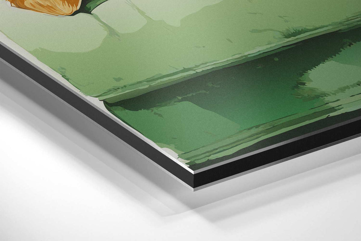 Slapende Beagle op Groene Bank – canvas kunstwerk als wanddecoratie