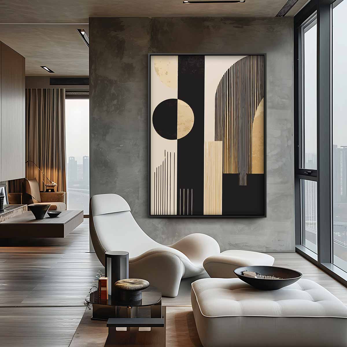 Modern Geometrisch Wandkunstwerk – canvas wanddecoratie in portret formaat