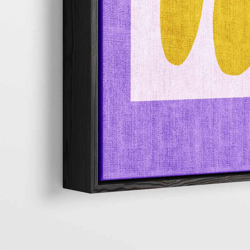 Abstracte Gele Golf op Paarse Achtergrond – dibond wanddecoratie in staand formaat