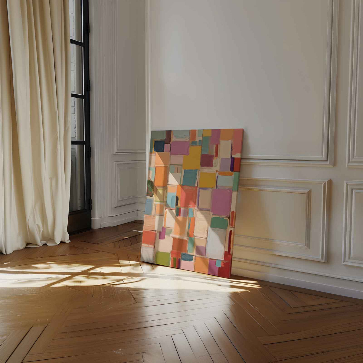 Kleurrijke Harmonie – staand kunstwerk voor modern interieur