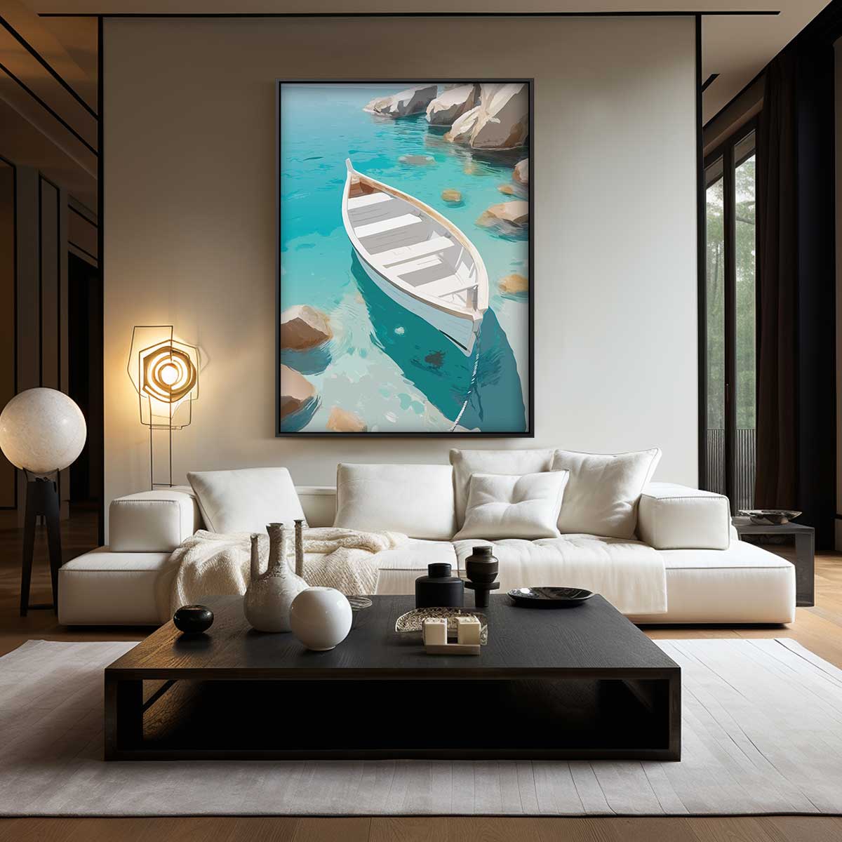 Rust op de Golven – kunstwerk met zwarte baklijst