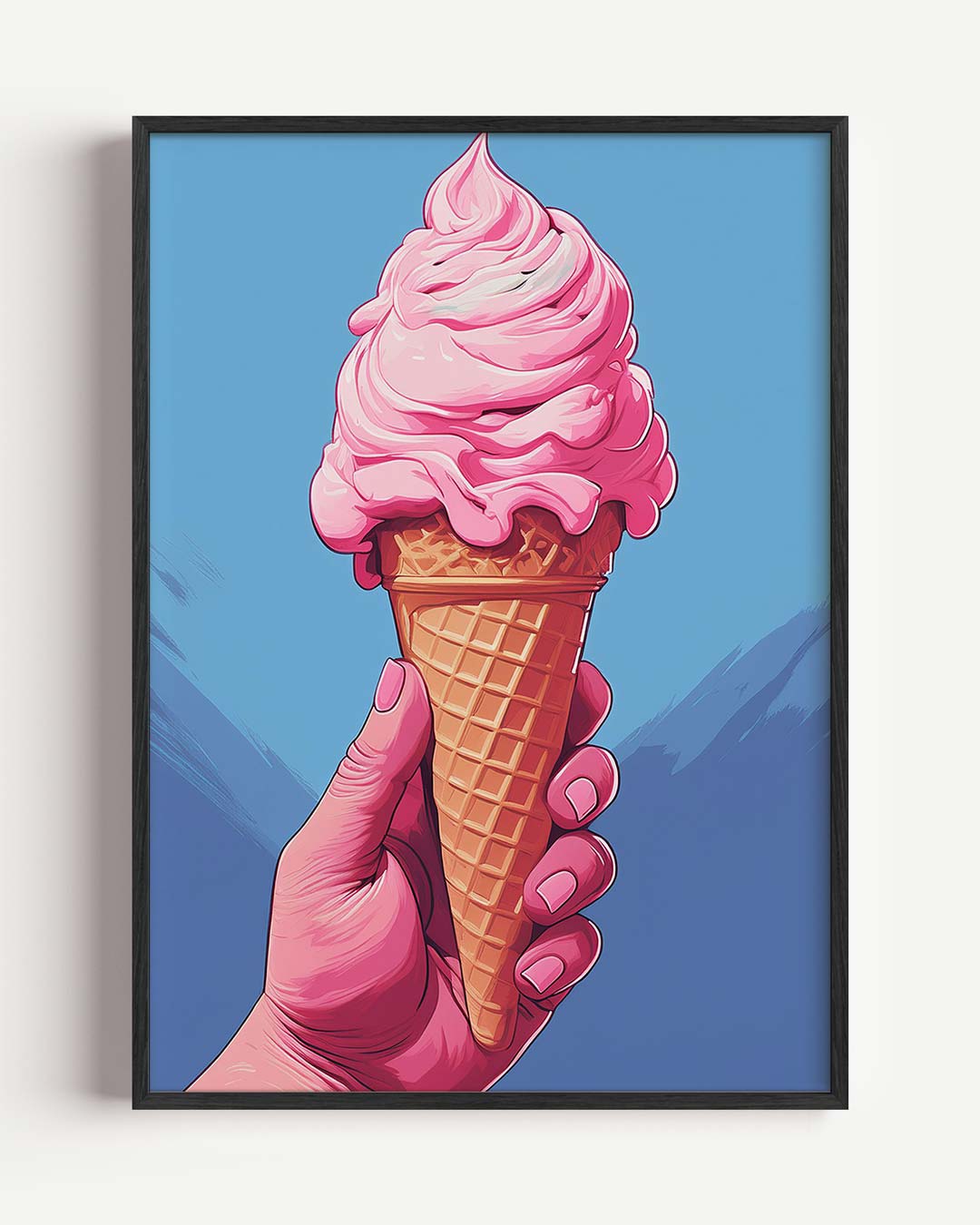 Zoete Roze IJscône – keuken portret poster als wanddecoratie