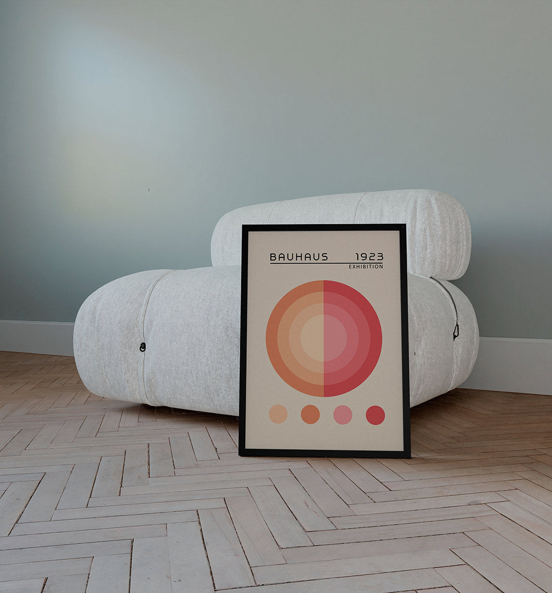 Cirkelvormen en kleur – staande Bauhaus poster voor aan de muur