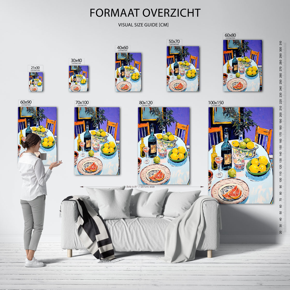 Stilleven met citrus – staande muurposter met kleurrijke illustratie