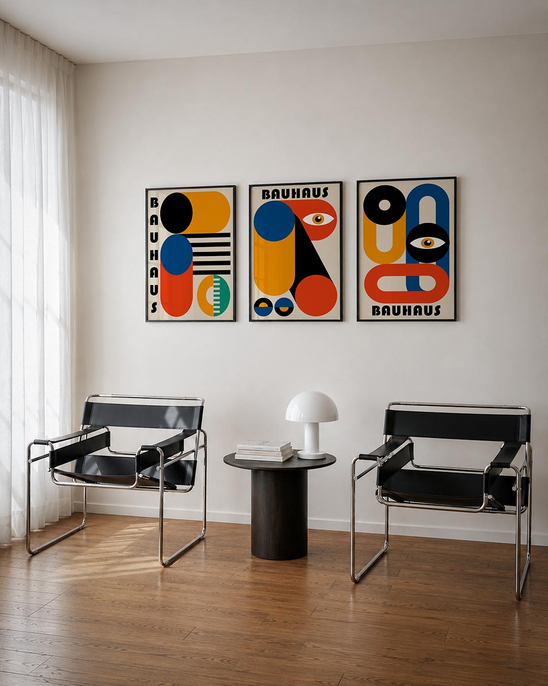 Vormen en kleurvlakken posterset – derde productweergave – deze posterset in drie delen toont een speelse mix van cirkels