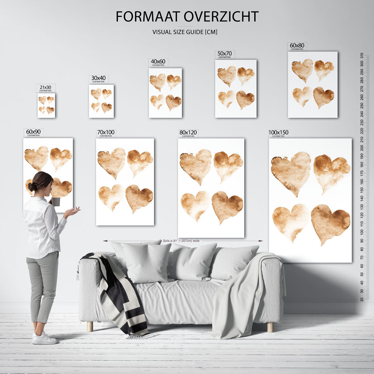 Vier harten – staande muurposter voor de kinderkamer