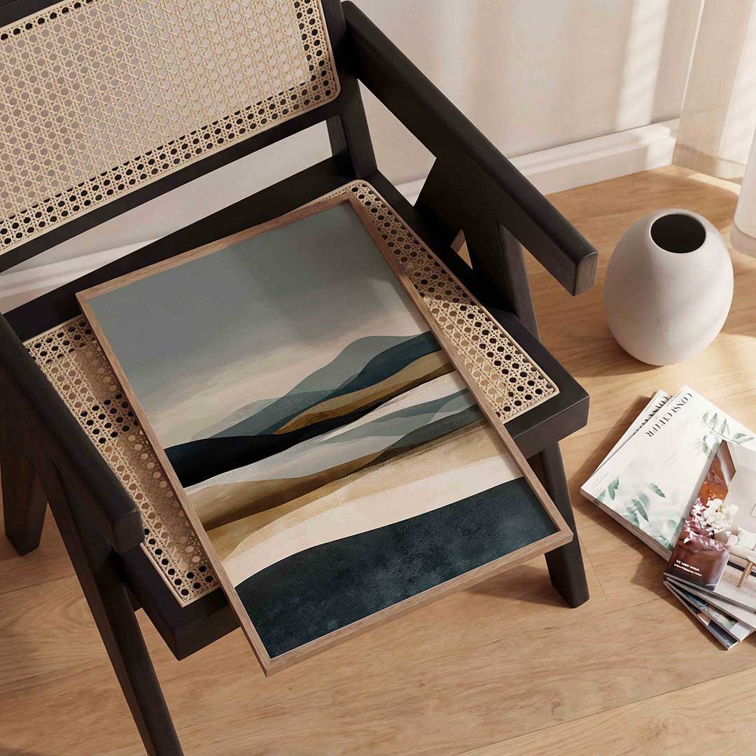 Landschap met heuvels – abstracte wandkunst als portret poster
