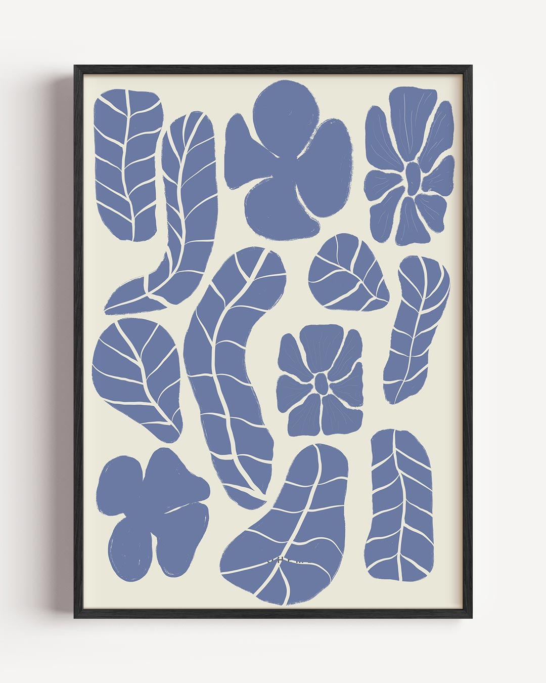 Botanische Pastelblauw – bloemen portret poster als wanddecoratie