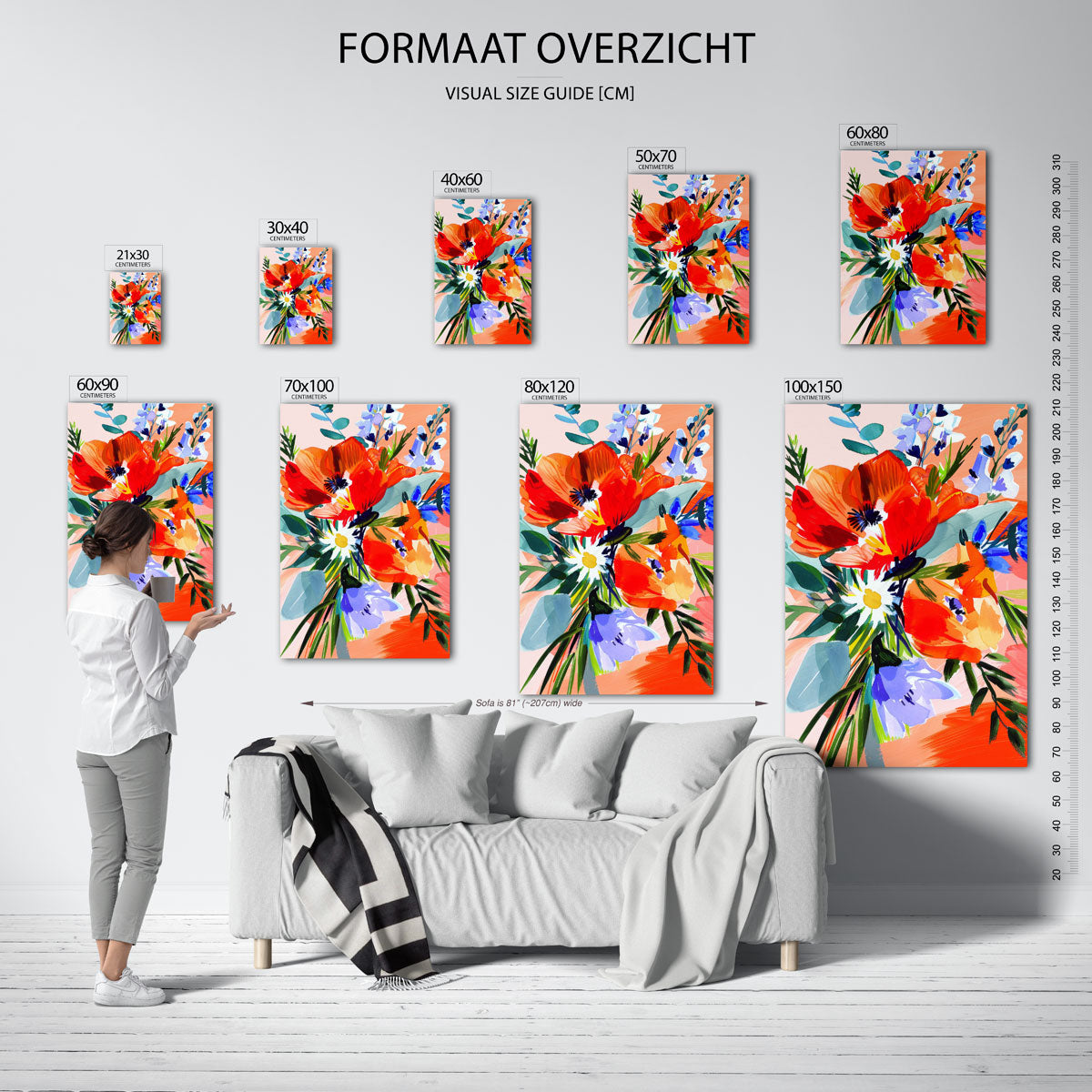 Bloemen in levendige kleuren – staande muurposter voor keuken of eethoek