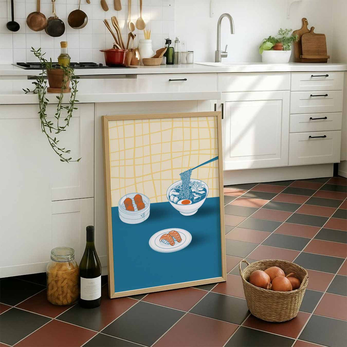 Aziatische Eetervaring – staande muurposter voor keuken of eethoek