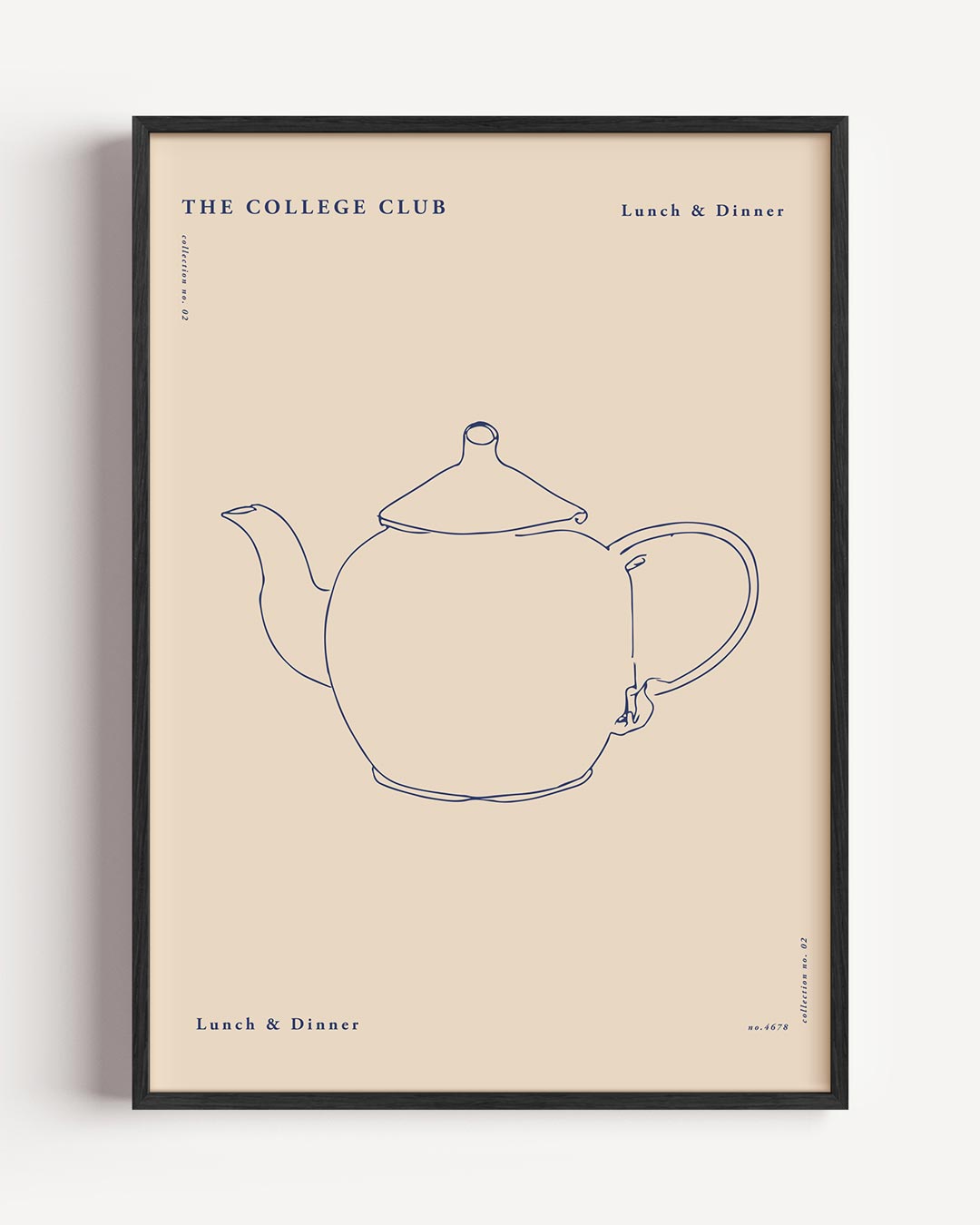Elegante Theepot – College Club portret poster als wanddecoratie