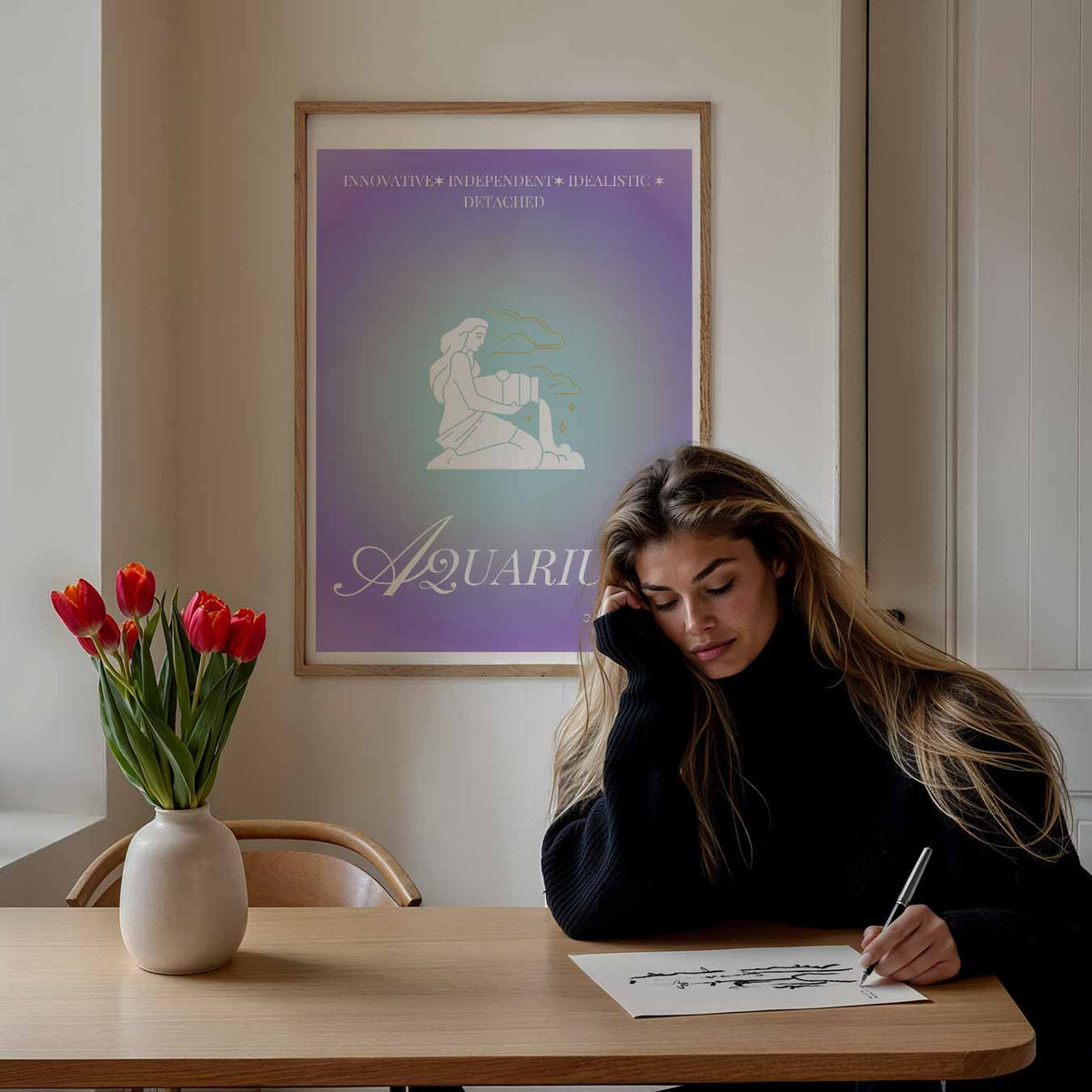 Stijlvolle Waterman Sterrenbeeld – mindful poster als rustige wanddecoratie