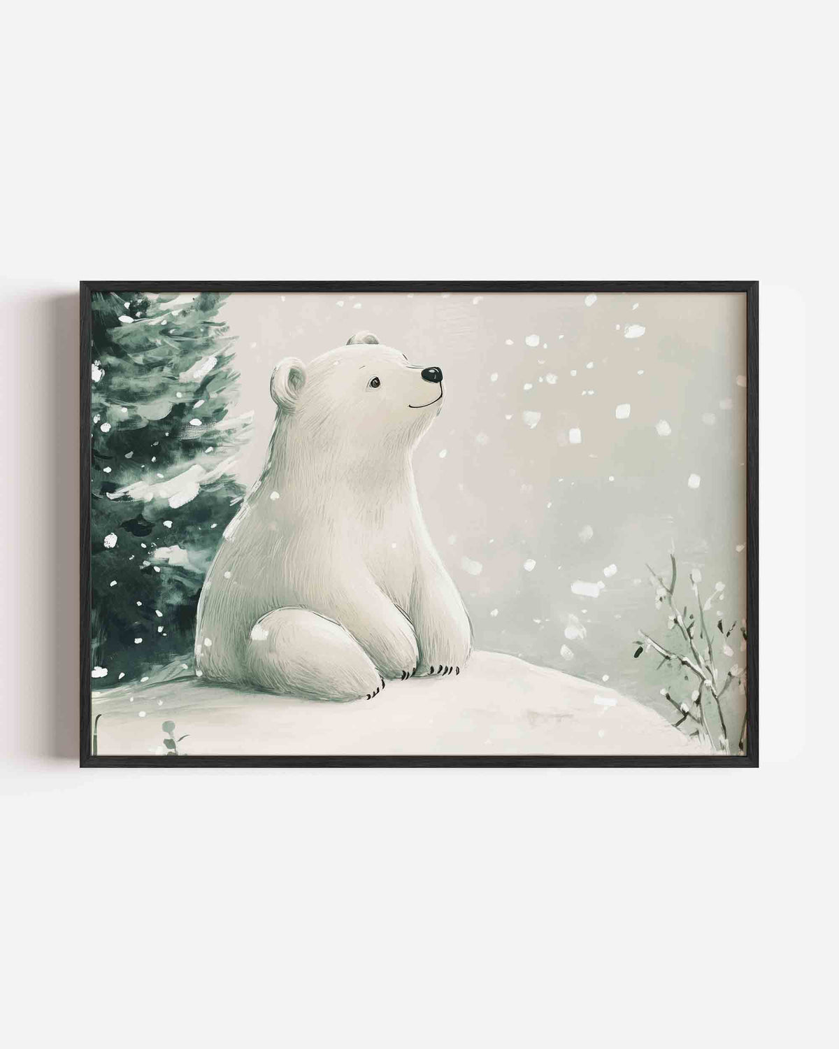 Ijsbeer in sneeuw – landscape kinderposter als wanddecoratie