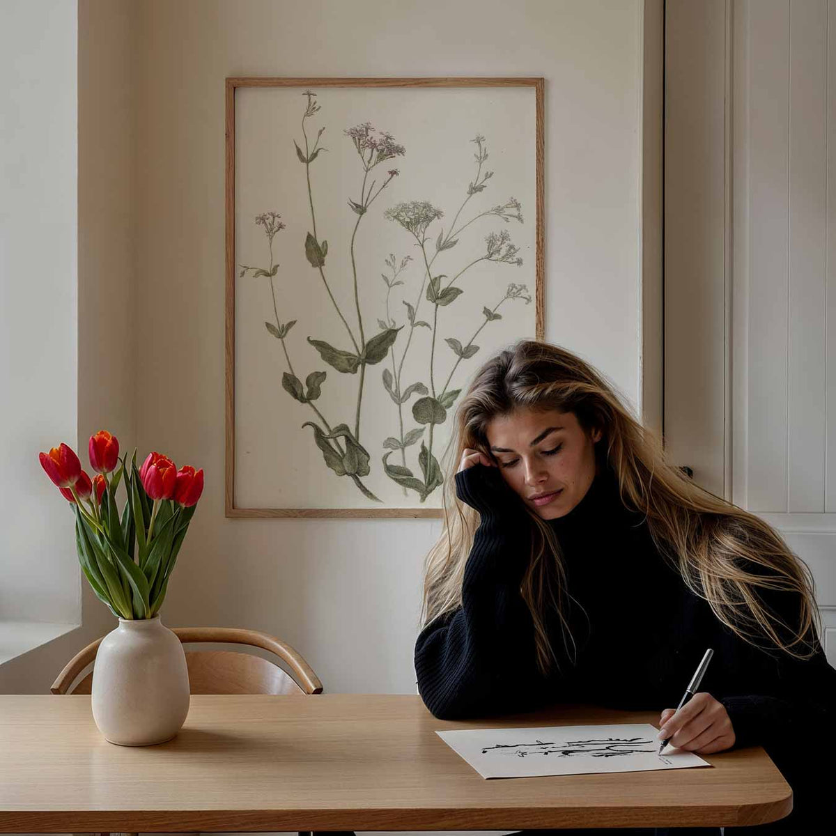 Botanische Bloemenposter – staande muurposter met vintage uitstraling