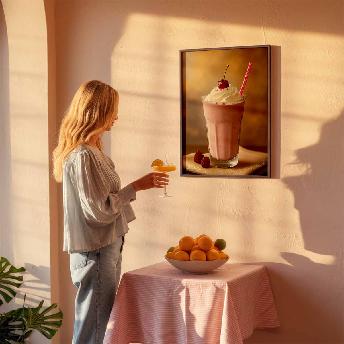 Romantische Milkshake – keuken poster als sfeervolle staande wanddecoratie