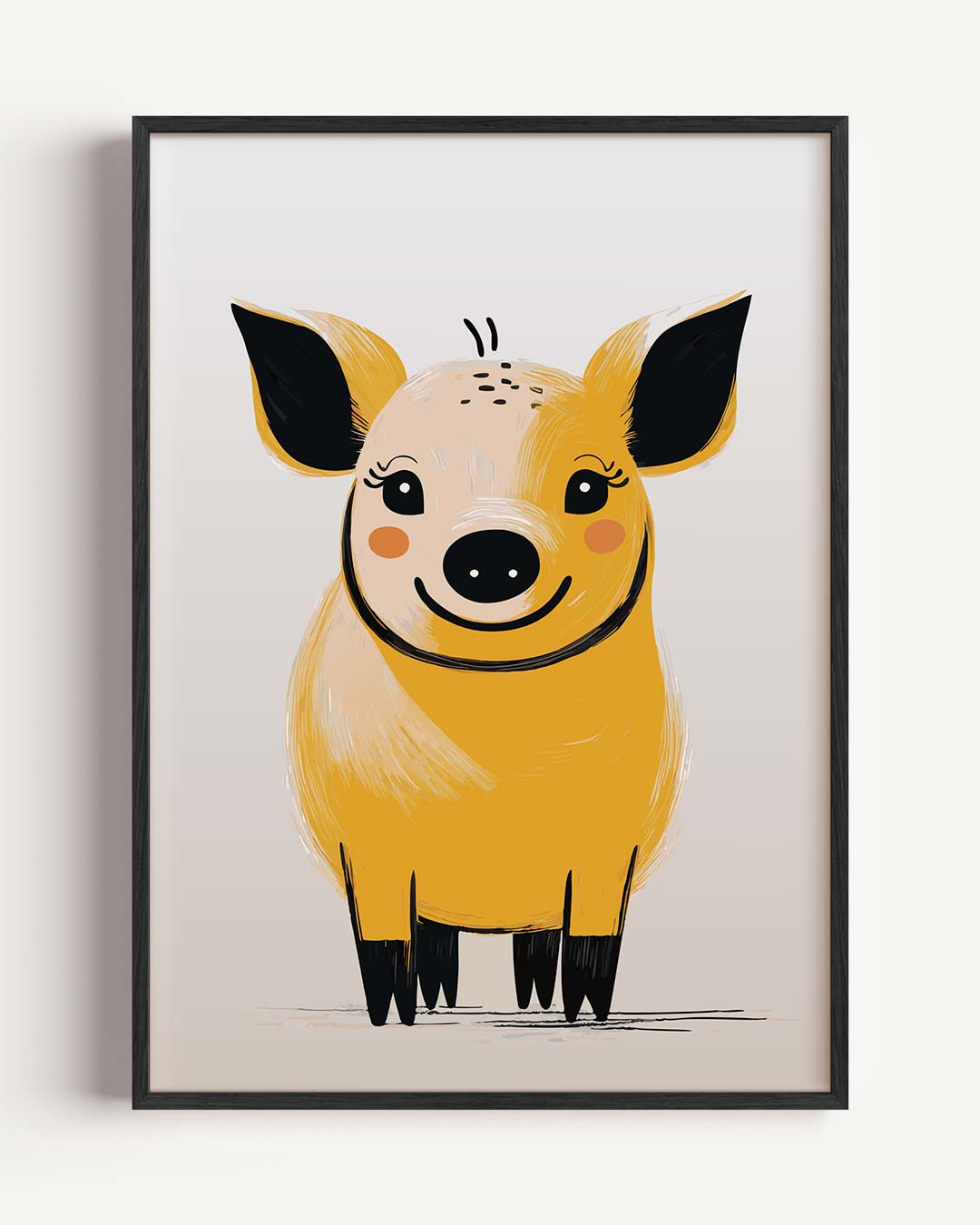 Vrolijke Varkensvriend – kids portret poster als wanddecoratie