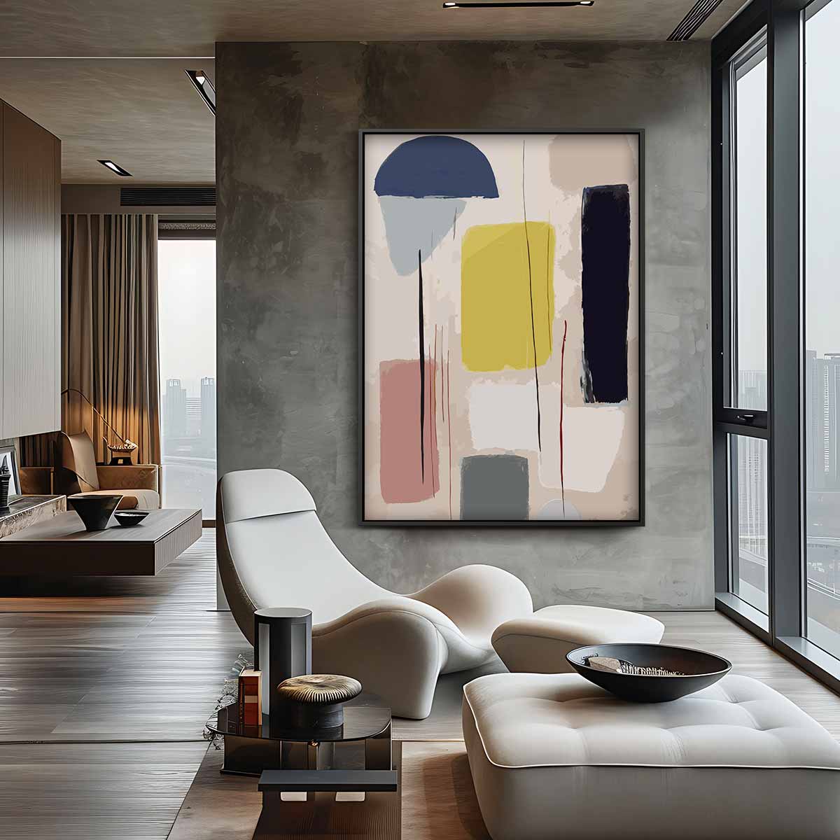 Vrolijke Kleurenmix Schilderij – canvas wanddecoratie in portret formaat