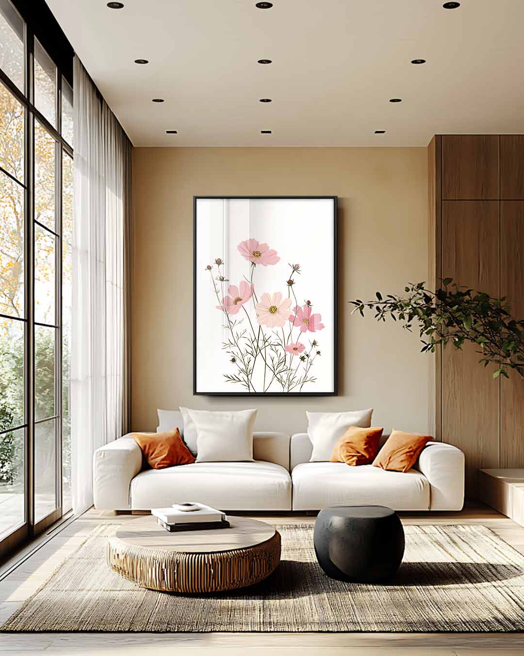 Zomerse Bloementuin – canvas wanddecoratie in portret formaat