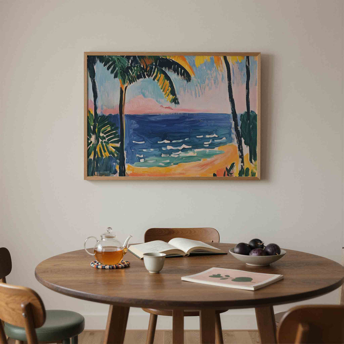 Palmbomen en zee – liggende jungle wanddecoratie van WallArtistic