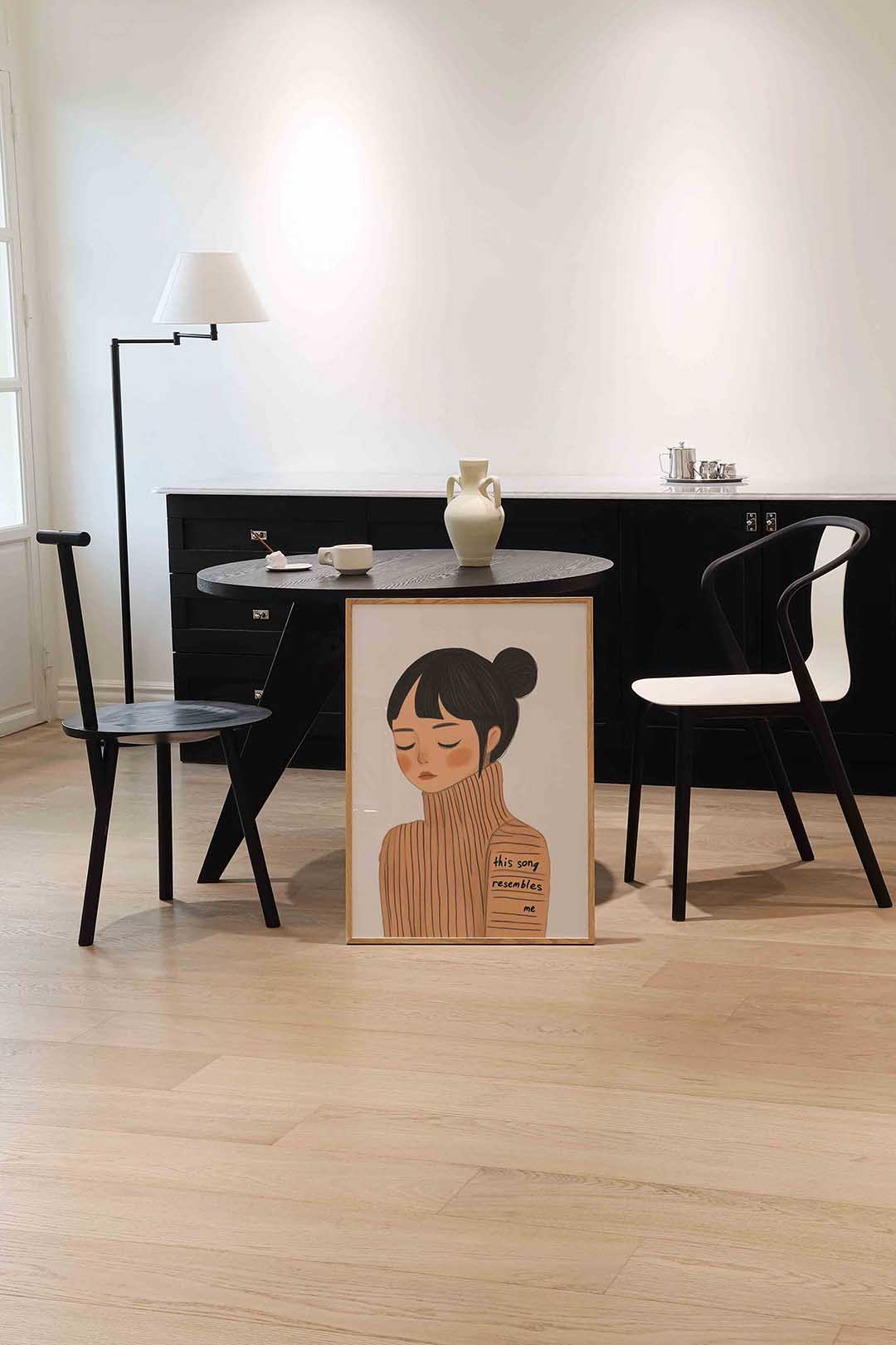 Meisje met trui – moderne wandkunst als portret poster