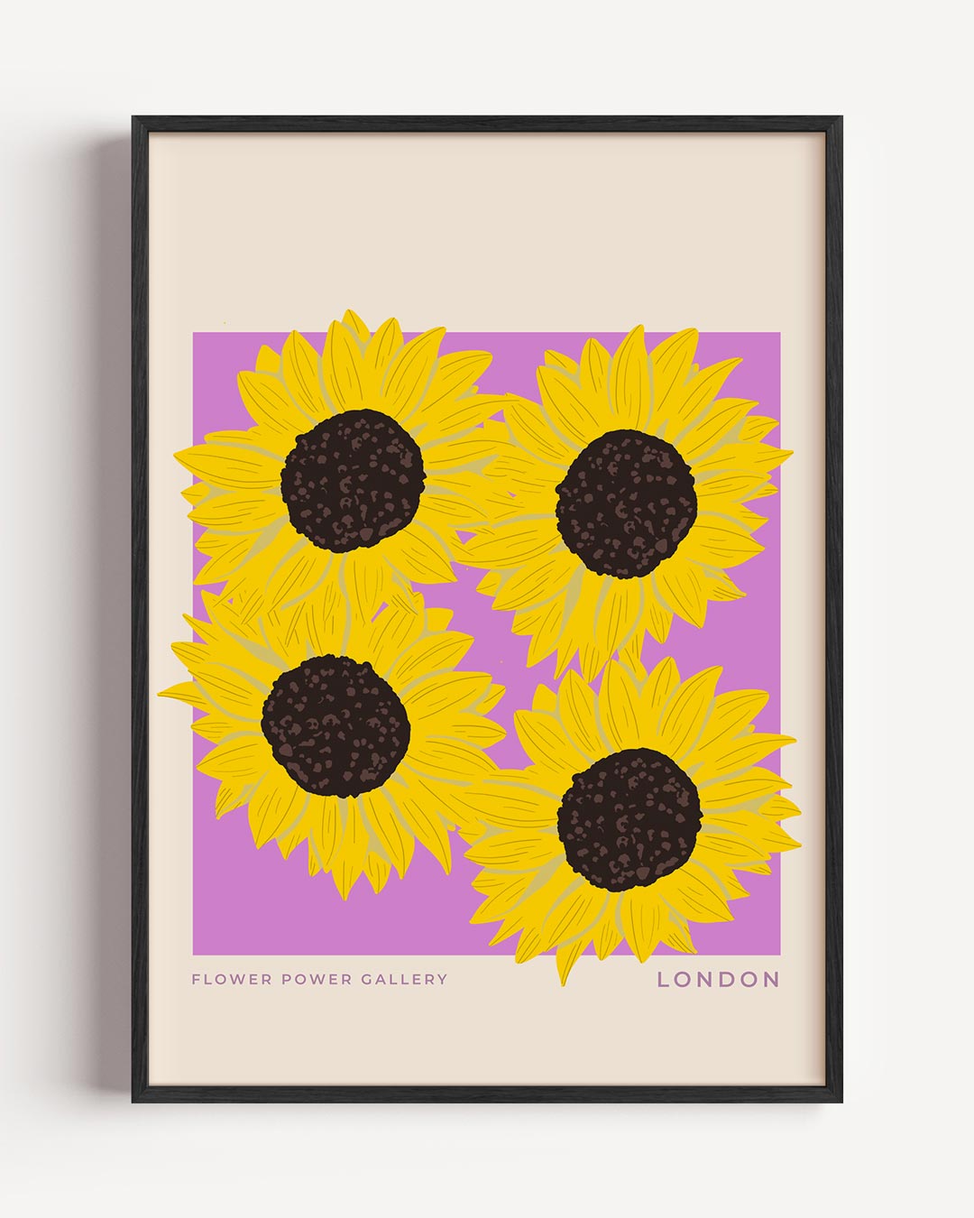 Zonsondergang Zonnebloemen – typografie portret poster als wanddecoratie