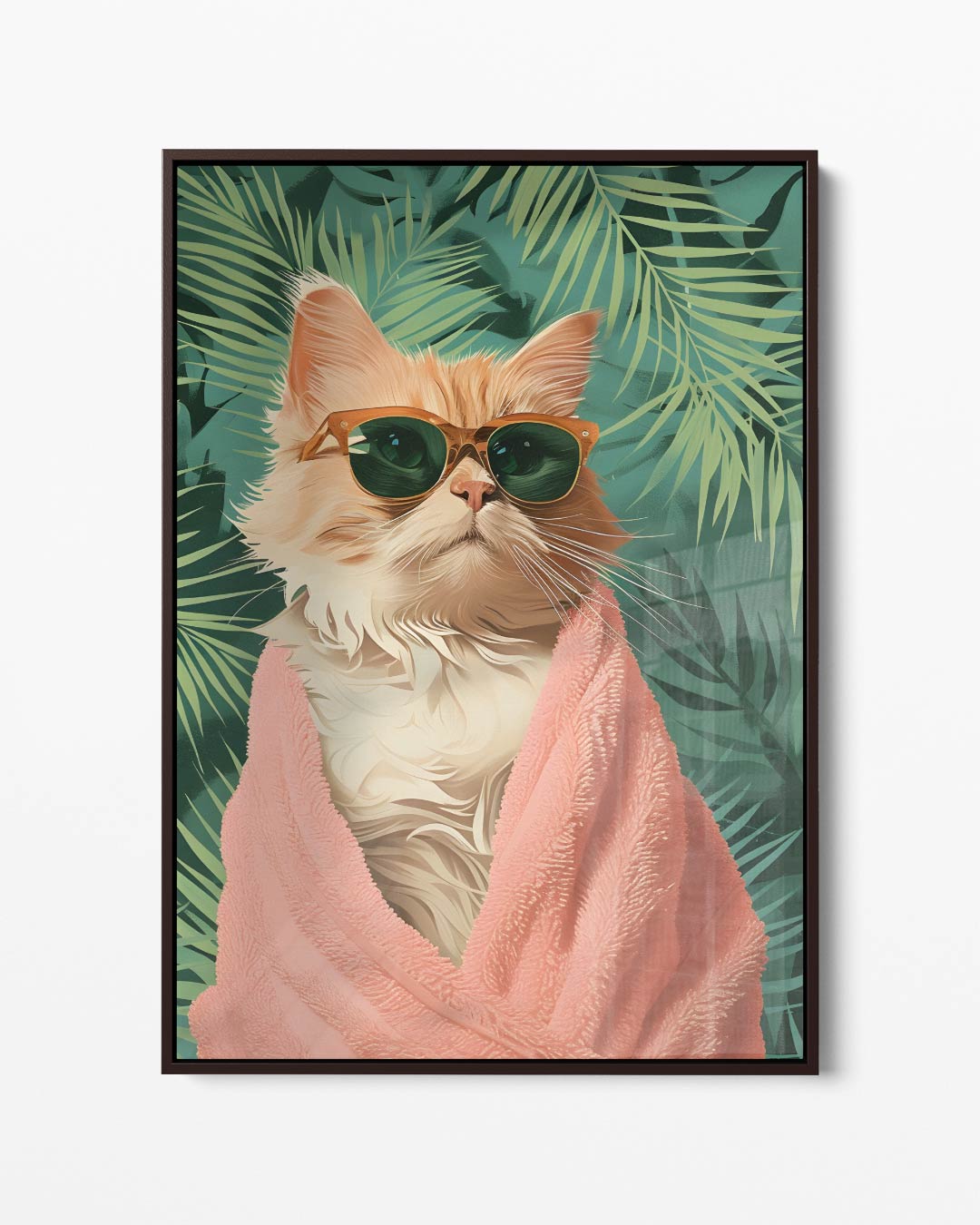 Trendy Kat met Zonnebril – portret kunstwerk als wanddecoratie