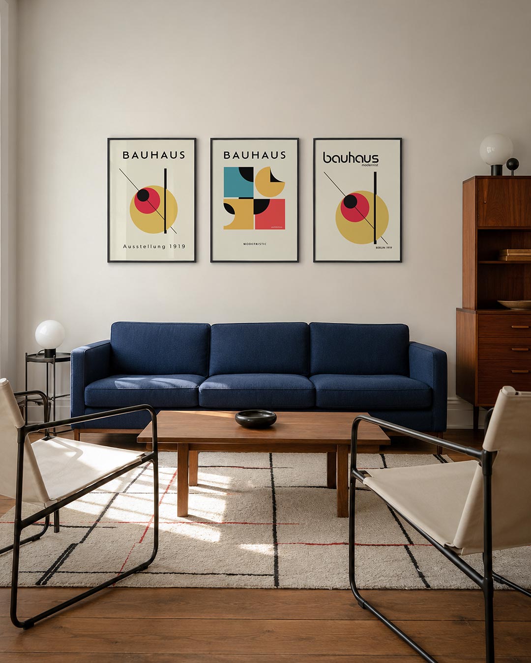 Vormen en lijnen driedelige posterset – deze posterset in drie delen toont een spel van cirkels en lijnen. Zachte kleuren
