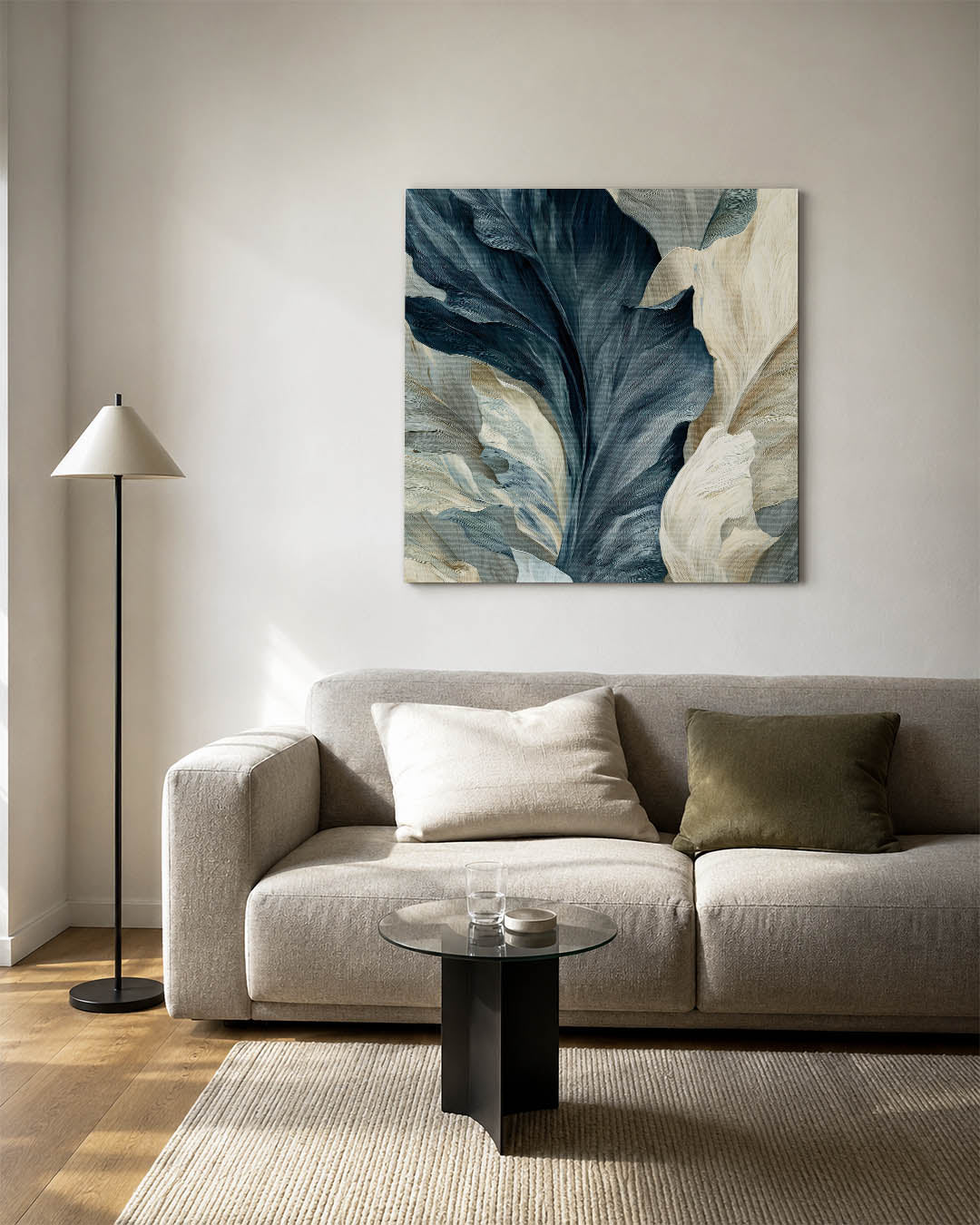 Organische vormen kunstwerk – vierkante wanddecoratie – dit kunstwerk toont vloeiende, overlappende vormen in een harmonie